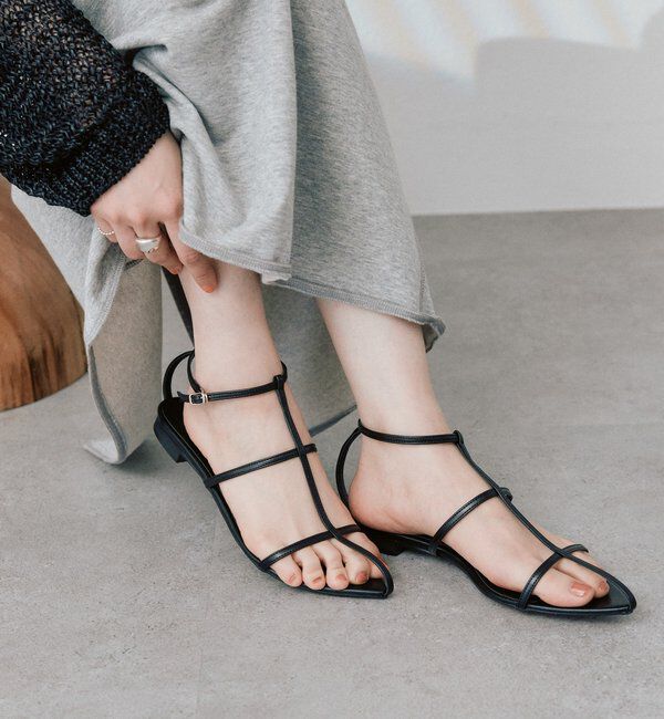  「予約【抜け感】ポインテッドラインサンダル」|サンダル|