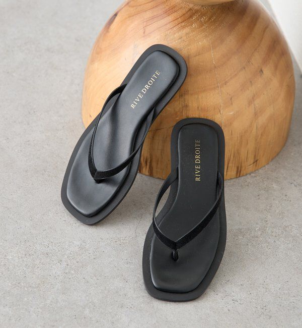  「予約【モードな印象に】スクエアトングコンビサンダル」|サンダル|