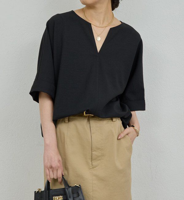  「スキッパーブラウス」|シャツ・ブラウス|ブラック