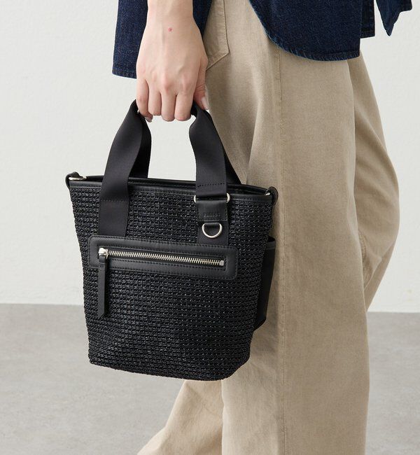  「ナイロンラフィア&times;クラウズナイロン コンビ2WAYミニトートバッグ」|ショルダー・メッセンジャー|ブラック