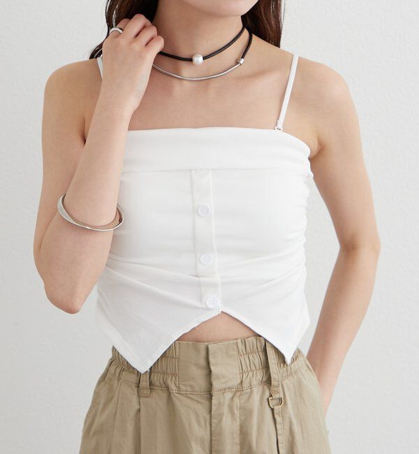  「パット付きボタンスリットキャミソール」|キャミソール|