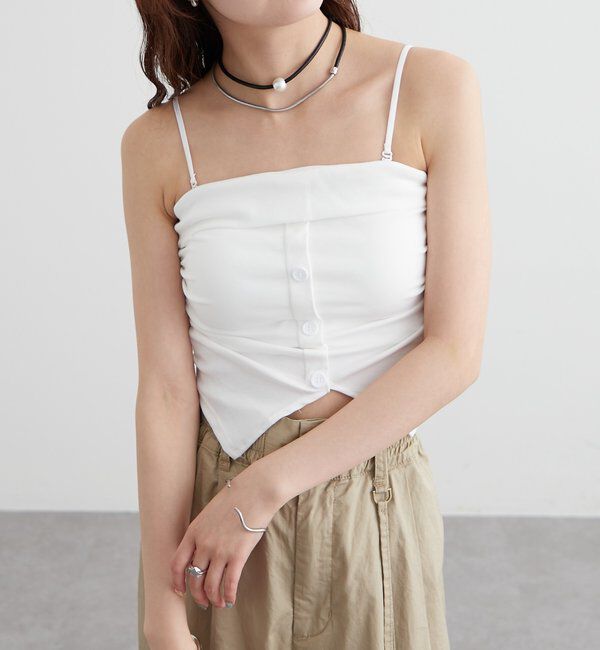  「パット付きボタンスリットキャミソール」|キャミソール|