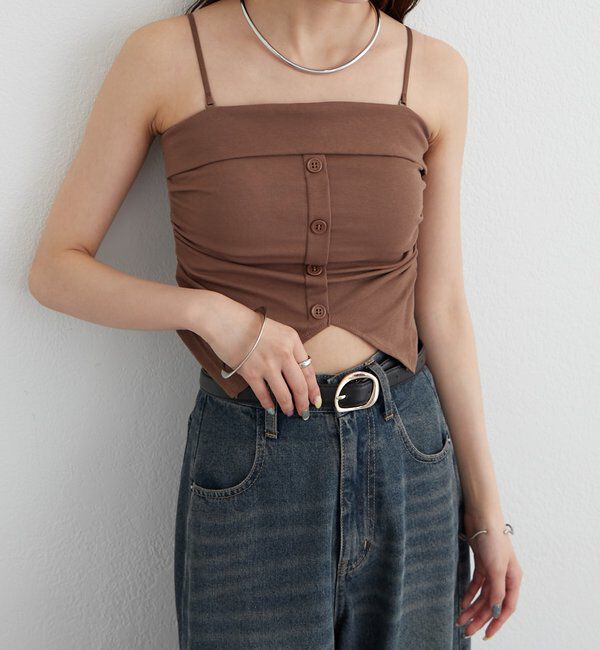  「パット付きボタンスリットキャミソール」|キャミソール|