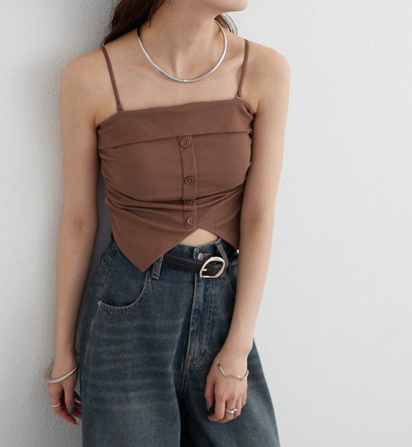  「パット付きボタンスリットキャミソール」|キャミソール|