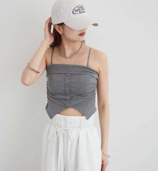  「パット付きボタンスリットキャミソール」|キャミソール|