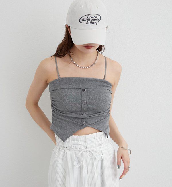  「パット付きボタンスリットキャミソール」|キャミソール|