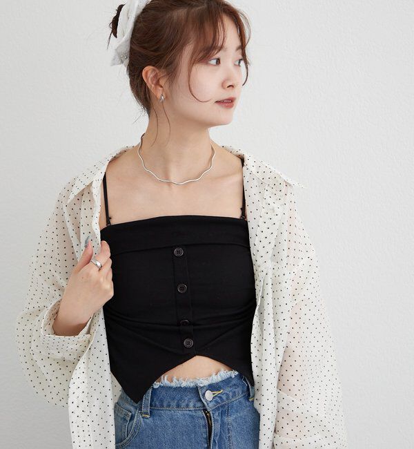  「パット付きボタンスリットキャミソール」|キャミソール|