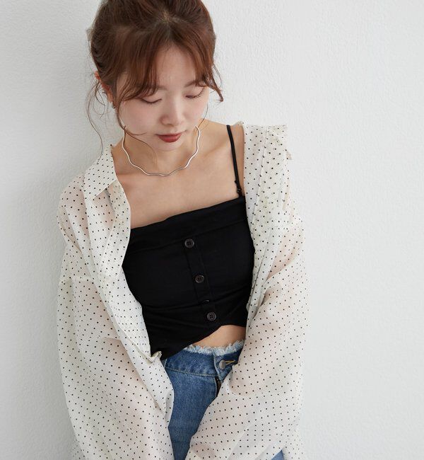  「パット付きボタンスリットキャミソール」|キャミソール|