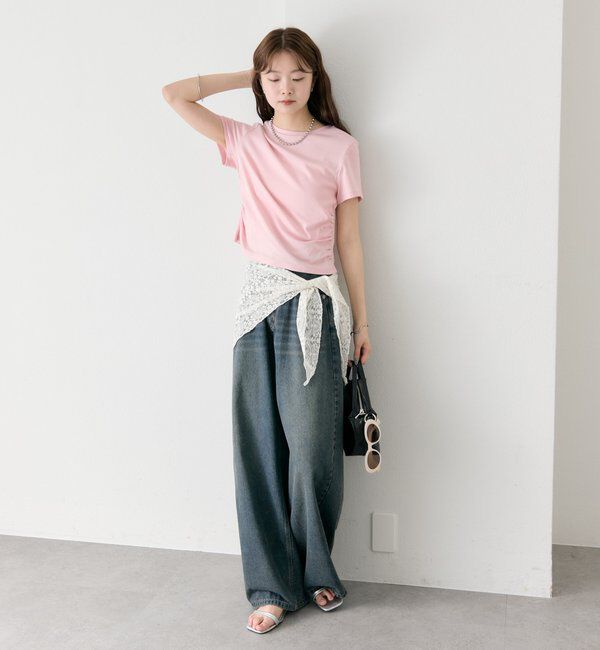  「サイドギャザーチビTシャツ」|Tシャツ・カットソー|