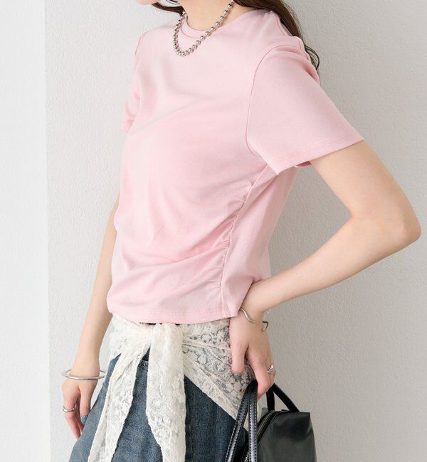  「サイドギャザーチビTシャツ」|Tシャツ・カットソー|