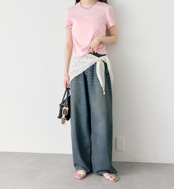  「サイドギャザーチビTシャツ」|Tシャツ・カットソー|