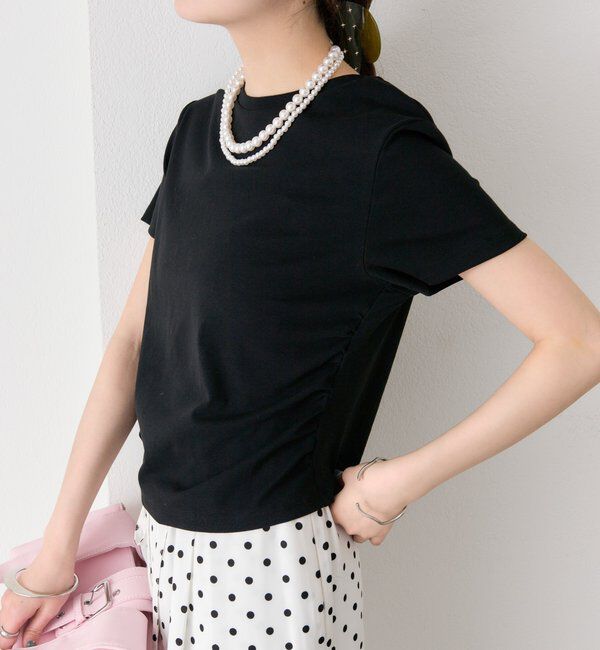  「サイドギャザーチビTシャツ」|Tシャツ・カットソー|