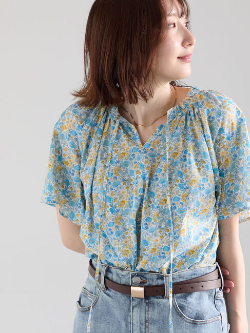 Te chichi「【LIBERTY FABRICS】フリルネックブラウス」|シャツ・ブラウス|