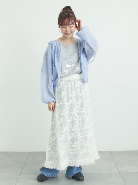 Samansa Mos2「シアー裾ドロストフードシャツ」|シャツ・ブラウス|