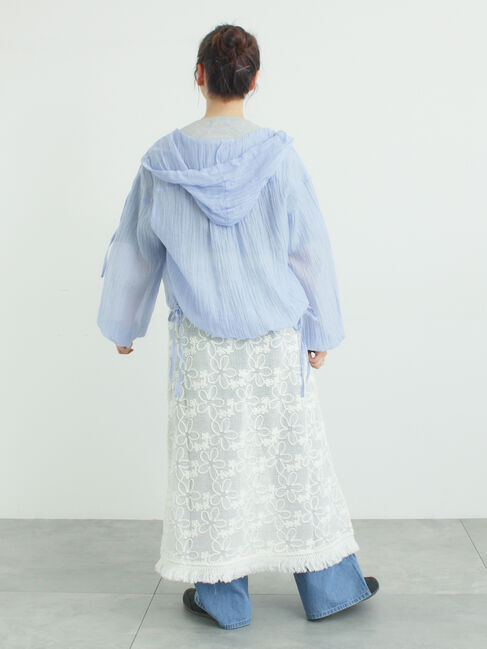 Samansa Mos2「シアー裾ドロストフードシャツ」|シャツ・ブラウス|
