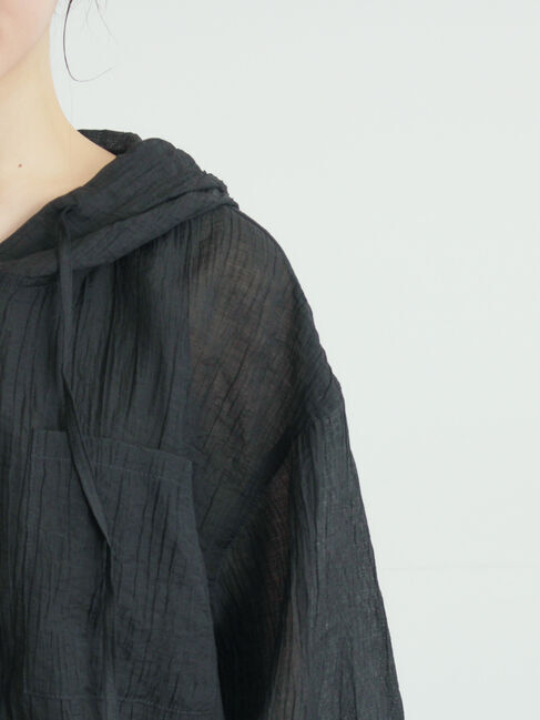 Samansa Mos2「シアー裾ドロストフードシャツ」|シャツ・ブラウス|