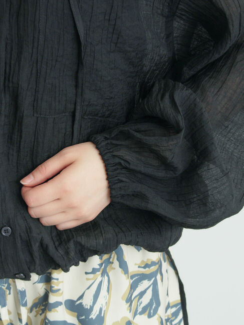 Samansa Mos2「シアー裾ドロストフードシャツ」|シャツ・ブラウス|