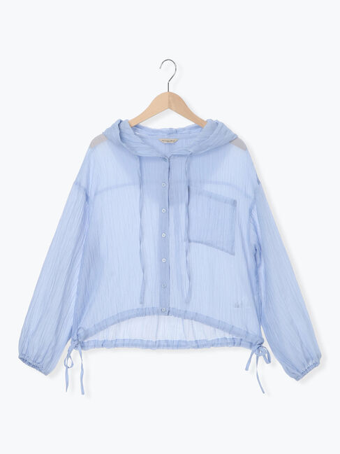 Samansa Mos2「シアー裾ドロストフードシャツ」|シャツ・ブラウス|