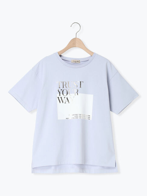 Samansa Mos2「【接触冷感】スクエア箔ロゴTシャツ」|Tシャツ・カットソー|