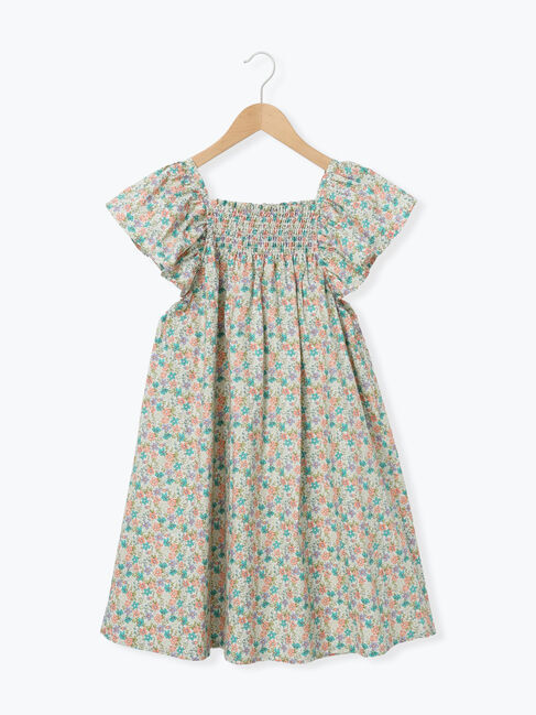 Samansa Mos2 Lagom「シャーリング花柄ワンピース」|ワンピース|サックスブルー