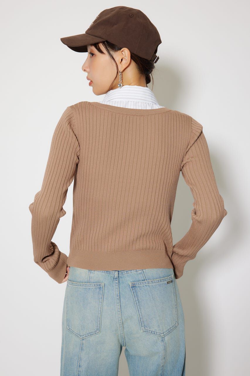 rienda「シャツドッキングロングスリーブニットトップス」|ニット・セーター|