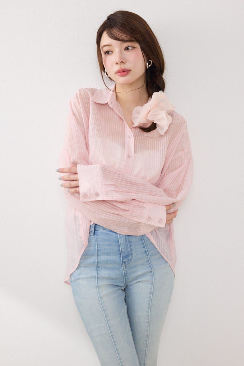 rienda「アシンメトリーストライプシャツ」|シャツ・ブラウス|