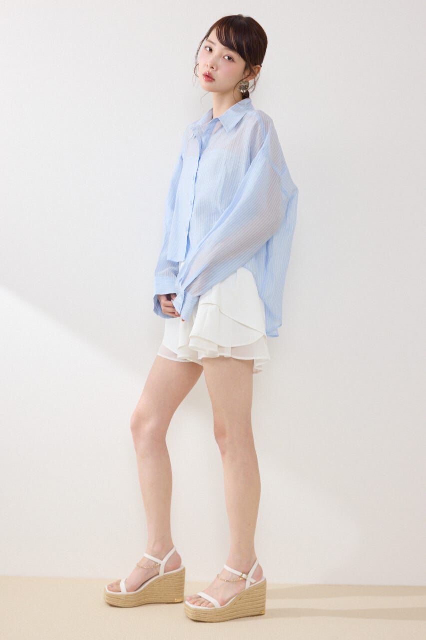 rienda「アシンメトリーストライプシャツ」|シャツ・ブラウス|