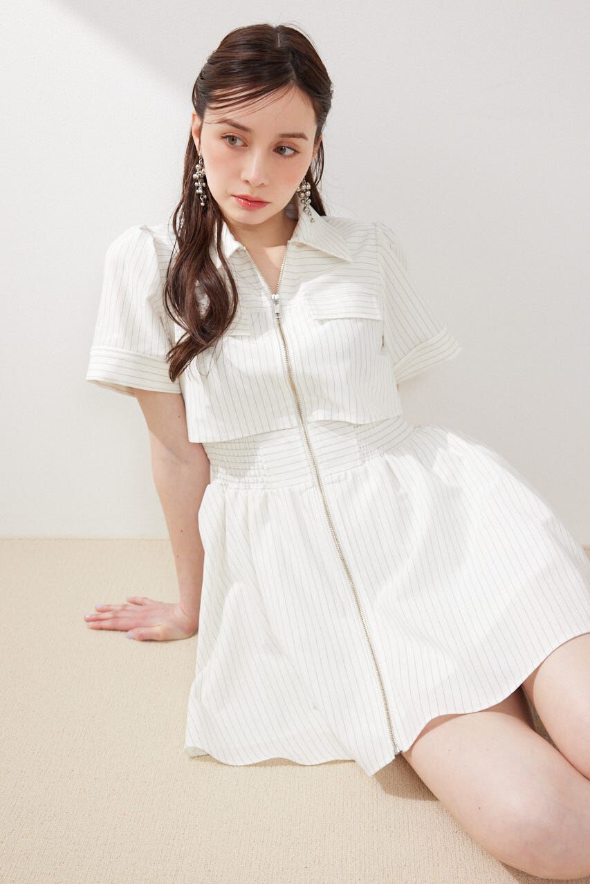 rienda「バストフレアミニワンピース」|ワンピース|柄WHT5