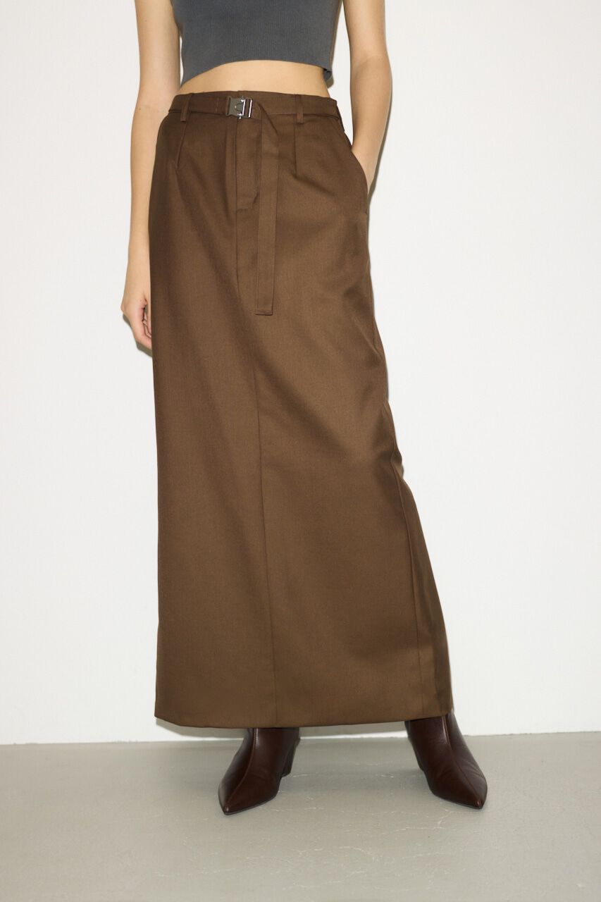 SLY「MANNISH BELTED I LINE ロングスカート」|スカート|BRN