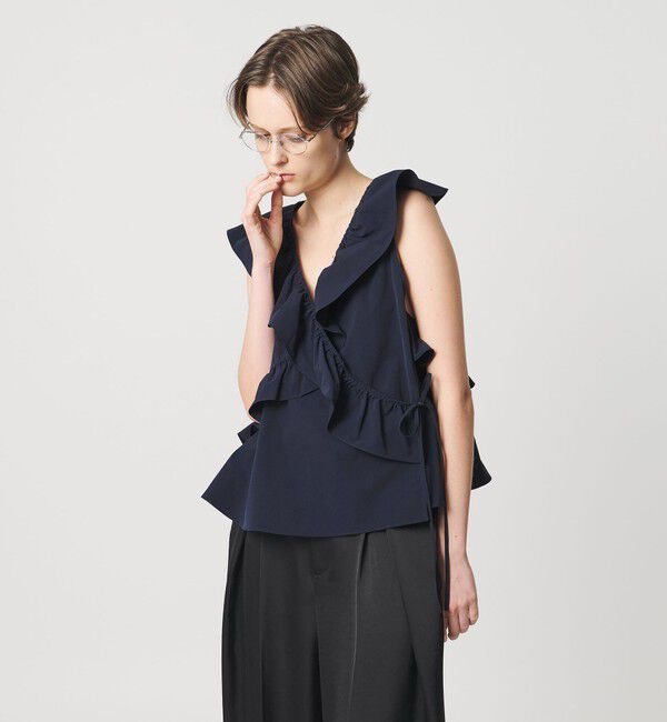 AEWEN MATOPH「＜AEWEN MATOPH＞フリルカシュクールノースリーブブラウス ‐ ウォッシャブル ‐」|シャツ・ブラウス|