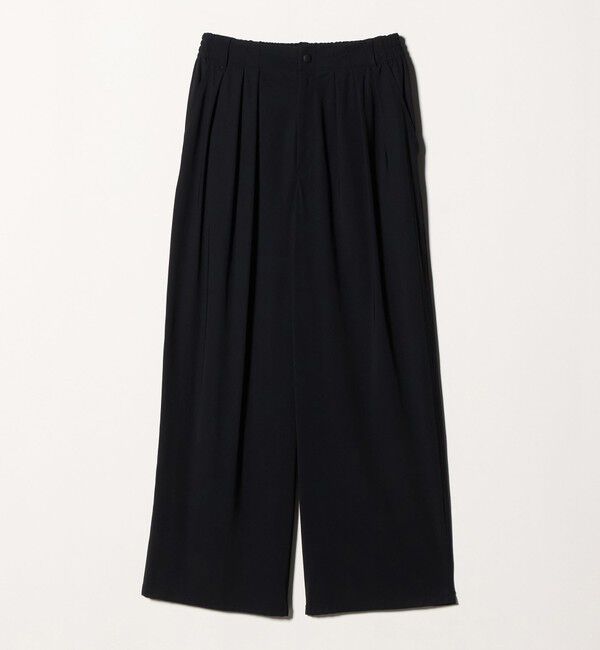 UNITED ARROWS「ジャージー タック ワイドパンツ ‐ウォッシャブル‐」|スラックス|BLACK