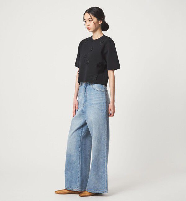 EMMEL REFINES「＜EMMEL REFINES＞EM HW フラワーモチーフ ショートスリーブ ニット」|ニット・セーター|