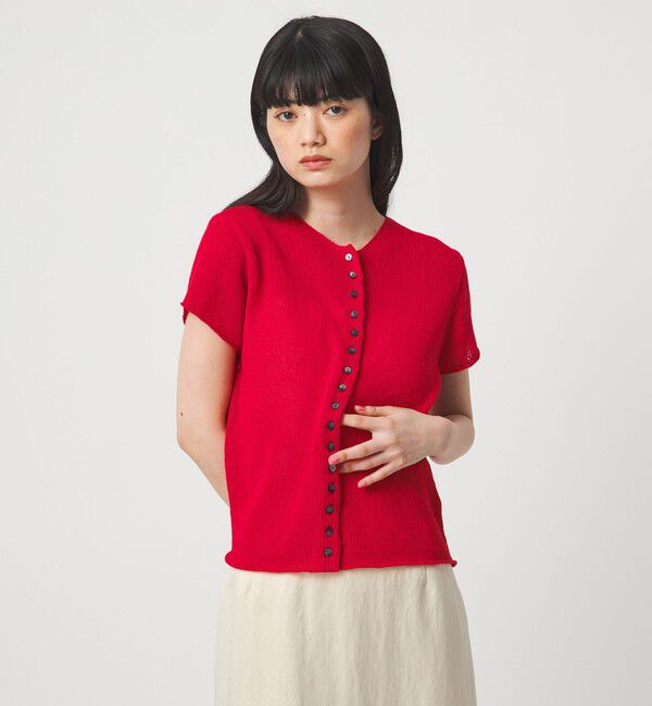 EMMEL REFINES「＜EMMEL REFINES＞EM ソフトニット ボタン ショートスリーブ」|ニット・セーター|