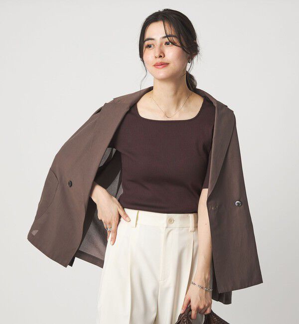 UNITED ARROWS green label relaxing「ブライトリブ スクエアネック 5分袖 プルオーバー カットソー」|Tシャツ・カットソー|