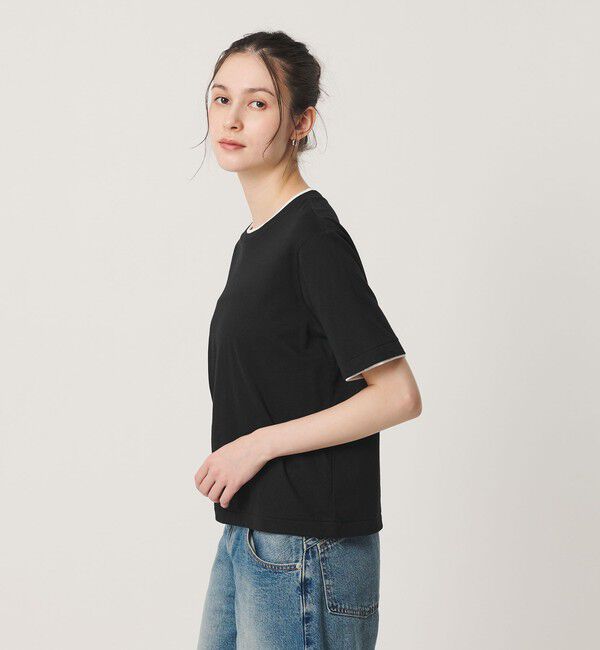 BEAUTY&YOUTH UNITED ARROWS「麻コットン レイヤード クルーネック Tシャツ」|Tシャツ・カットソー|BLACK
