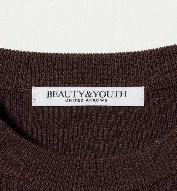 BEAUTY&YOUTH UNITED ARROWS「リブライン ショートスリーブ ニットプルオーバー ウォッシャブル」|ニット・セーター|