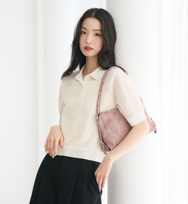 BEAUTY&YOUTH UNITED ARROWS「メッシュ ポロニット プルオーバー ウォッシャブル」|ニット・セーター|OFF WHITE