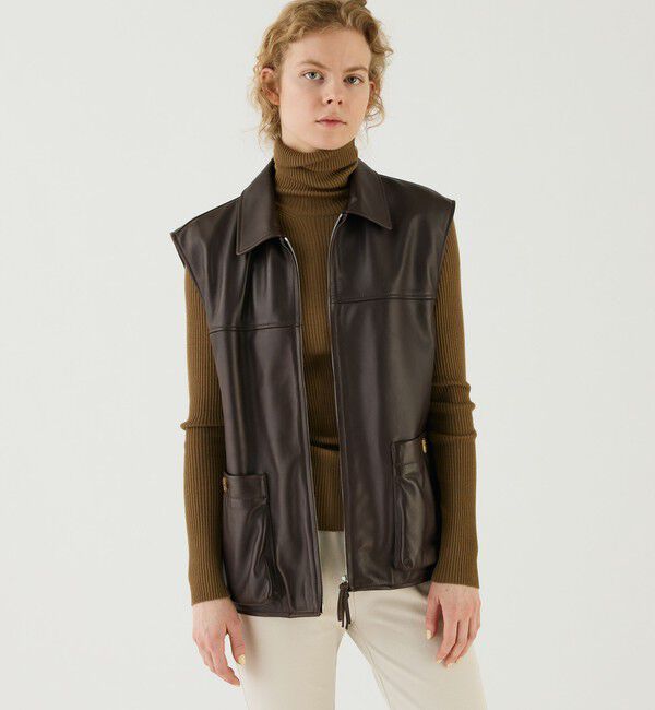 GALERIE VIE「ラムレザー スリーブレスブルゾン」|ブルゾン・スタジャン|