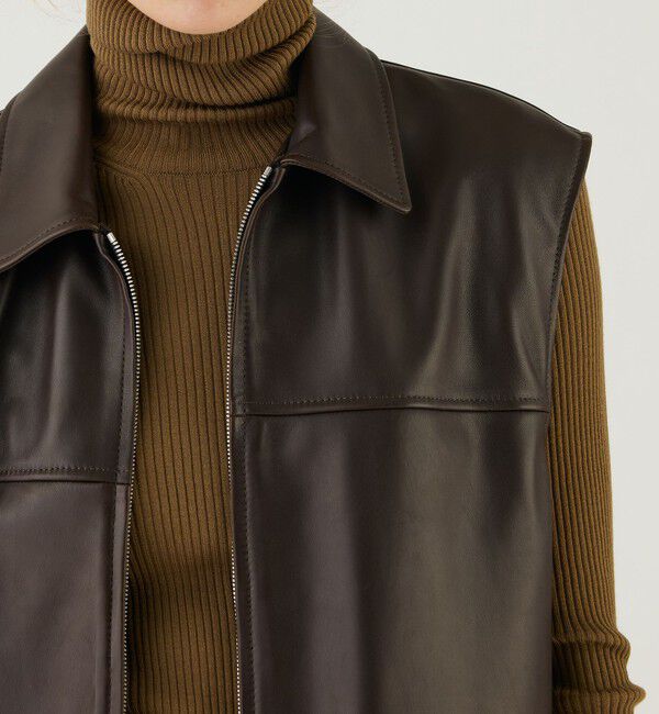 GALERIE VIE「ラムレザー スリーブレスブルゾン」|ブルゾン・スタジャン|