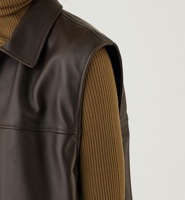 GALERIE VIE「ラムレザー スリーブレスブルゾン」|ブルゾン・スタジャン|