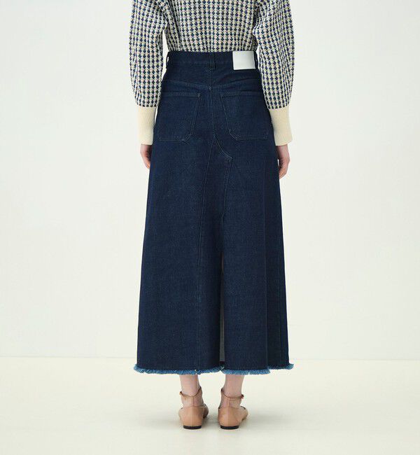 MACPHEE「ローツイストデニム Aラインマキシスカート」|台形|