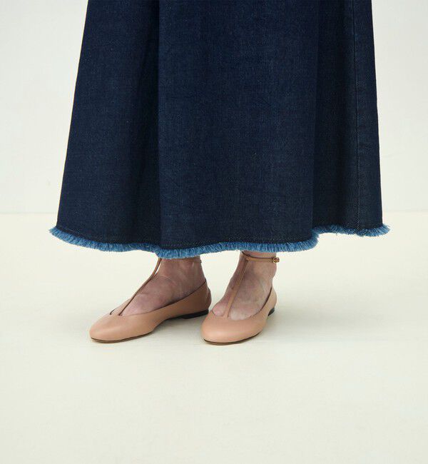 MACPHEE「ローツイストデニム Aラインマキシスカート」|台形|