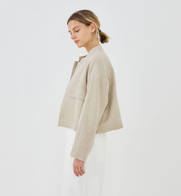 GALERIE VIE「リネンシルクツイード スタンドカラーブルゾン」|ブルゾン・スタジャン|