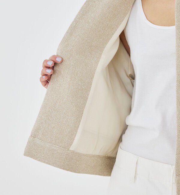 GALERIE VIE「リネンシルクツイード スタンドカラーブルゾン」|ブルゾン・スタジャン|