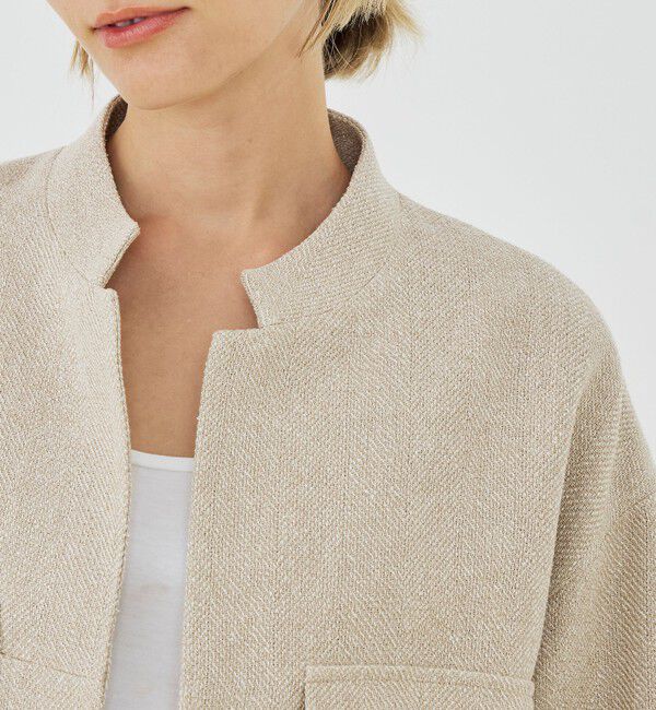 GALERIE VIE「リネンシルクツイード スタンドカラーブルゾン」|ブルゾン・スタジャン|