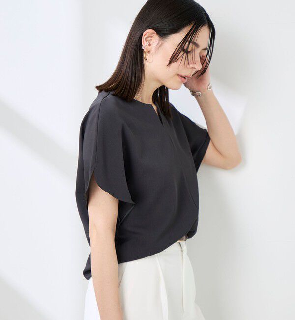 NOLLEY'S sophi「《セットアップ対応》ウォッシャブルツイルケープ風ブラウス」|シャツ・ブラウス|