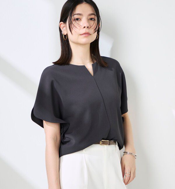 NOLLEY'S sophi「《セットアップ対応》ウォッシャブルツイルケープ風ブラウス」|シャツ・ブラウス|