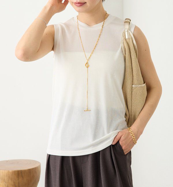  「予約【上品な光沢が目を引く】シャイニーノースリTee」|キャミソール|