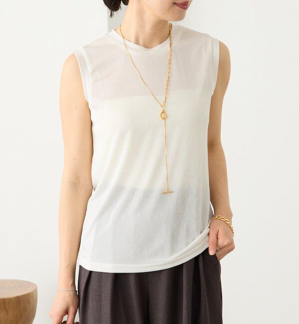  「予約【上品な光沢が目を引く】シャイニーノースリTee」|キャミソール|