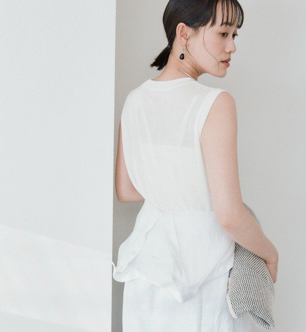  「予約【上品な光沢が目を引く】シャイニーノースリTee」|キャミソール|